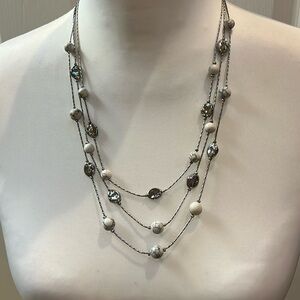 Silver statement necklace, 3 tiers, clasp in back
